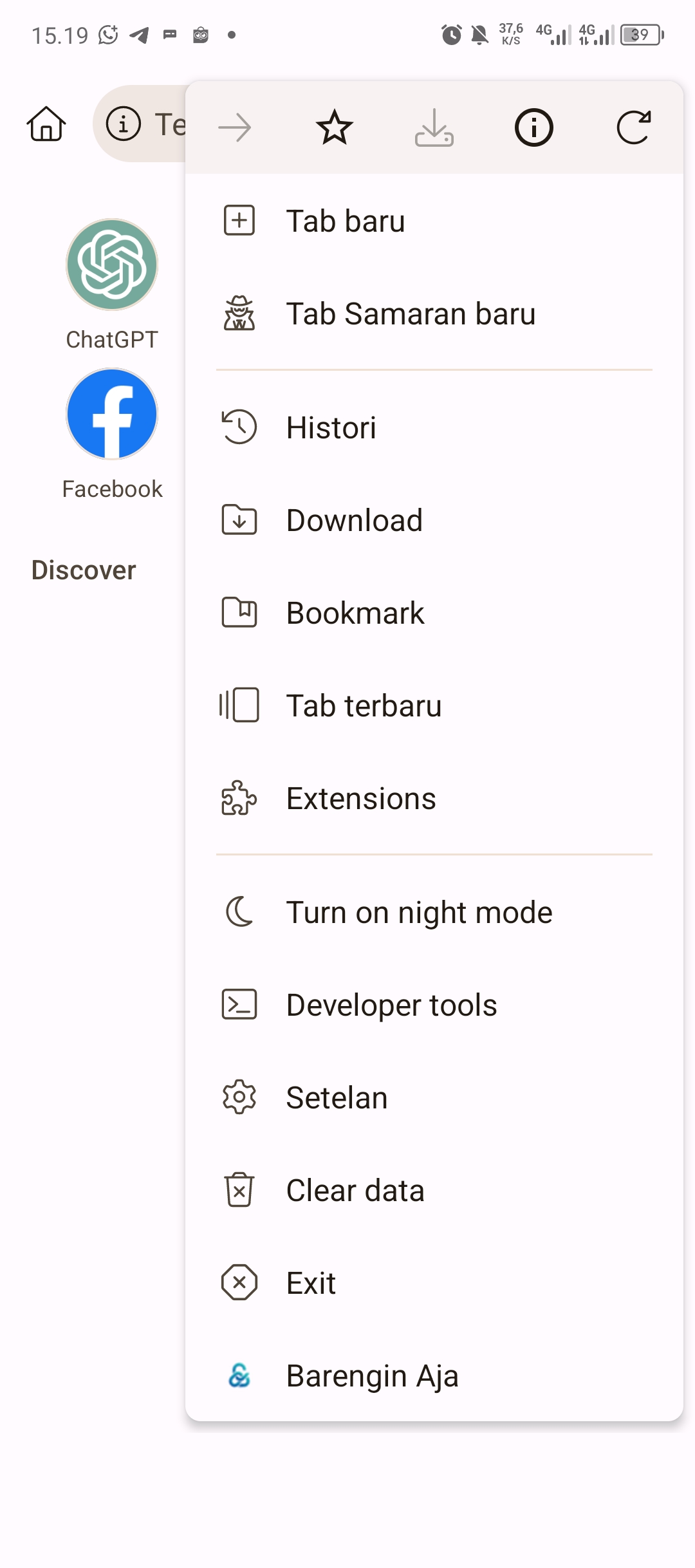 Buka Extension dari Menu