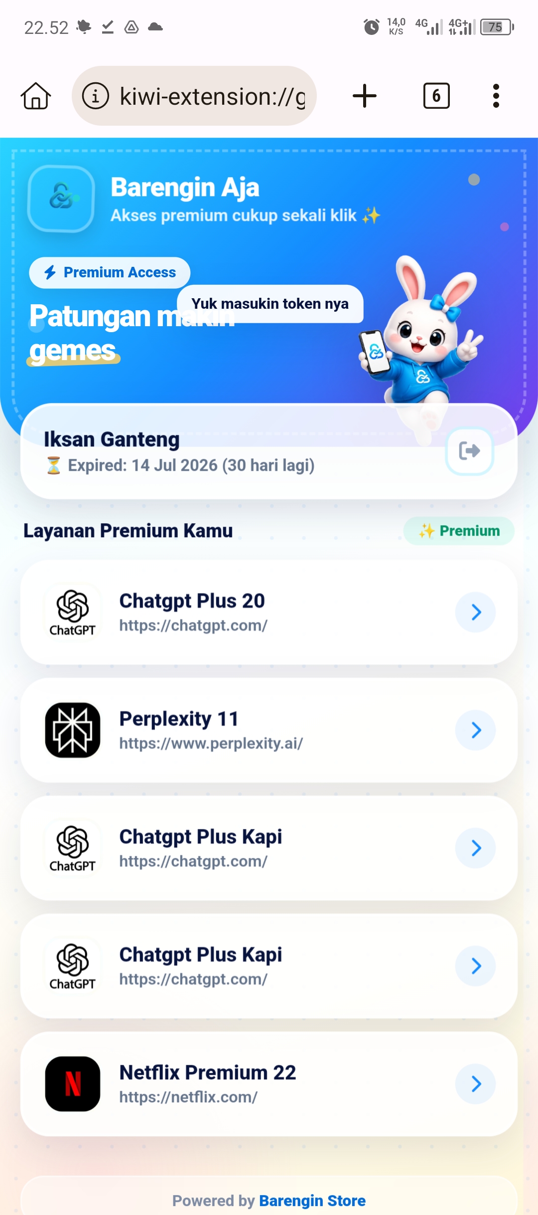 Tampilan Sukses