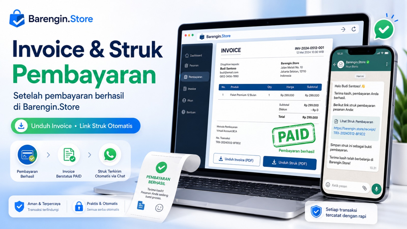 Invoice dan Struk Pembayaran Barengin.Store