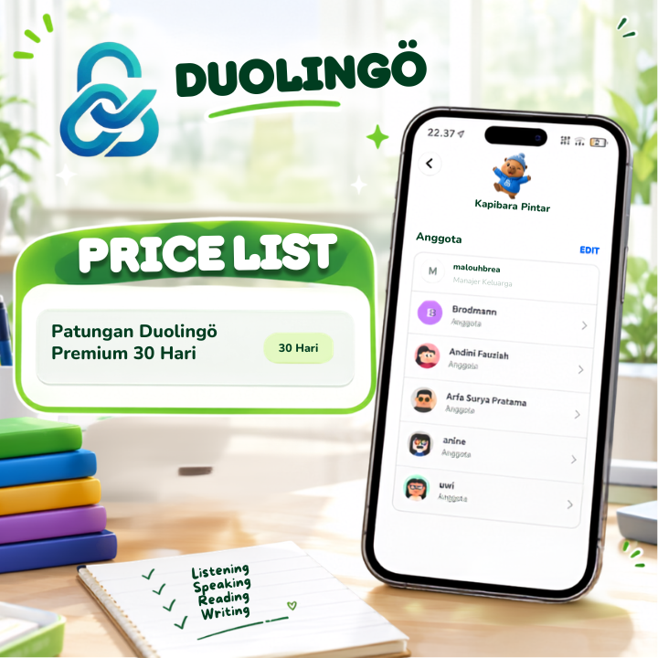 Patungan Duolingo Premium 30 Hari