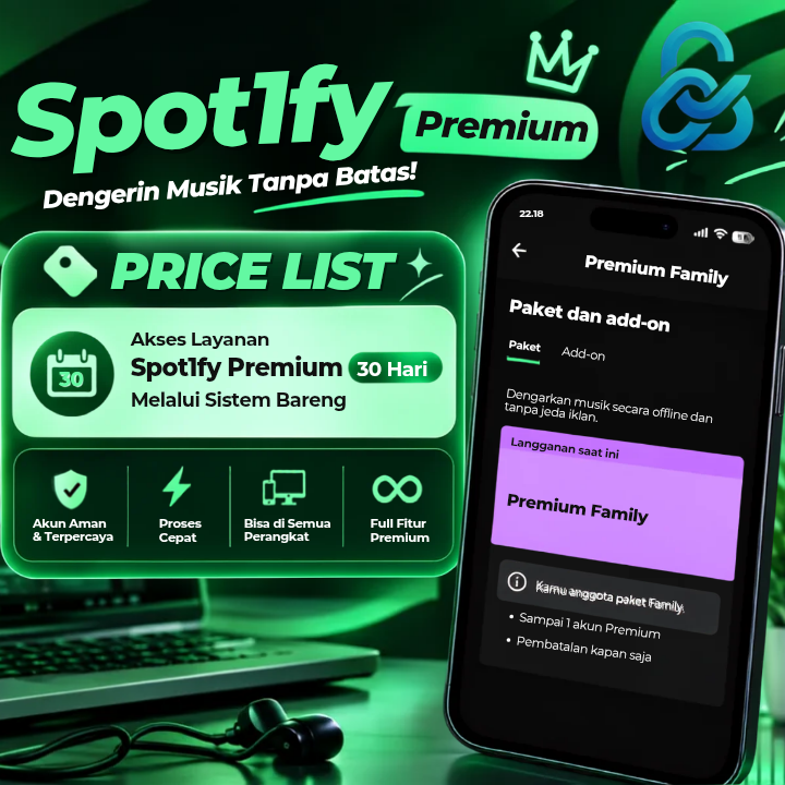 Aksees Layanan Spotify Premium 30 Hari Melalui Sistem Barengin